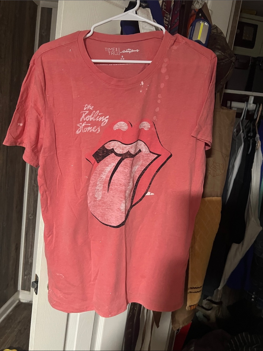Ladies Pink Rolling Stones Graphic T‑Shirt